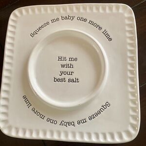 Mud Pie White Ceramic Square Plate - Lime & Salt Rimmer plate.